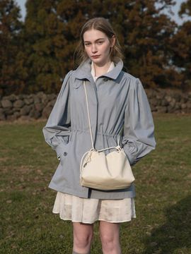 LENINA Cotton High Neck Middle Jacket [BLUE]
