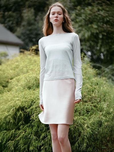 LENINA DIANA satin midi skirt [PINK]