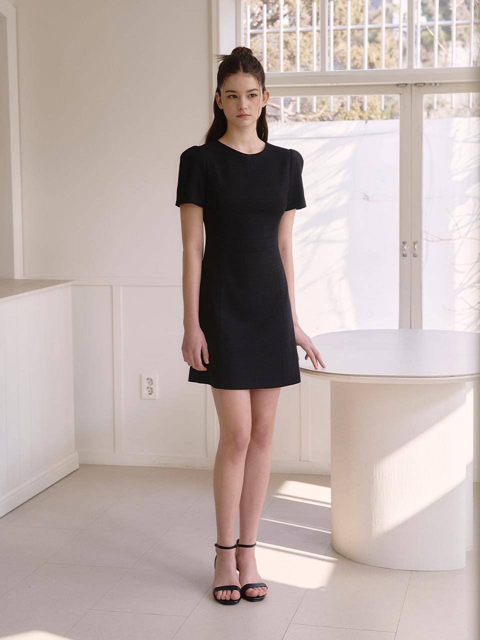 LENINA ELEANOR Round Neck Mini Dress [Black]