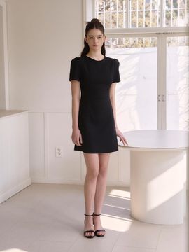 LENINA ELEANOR Round Neck Mini Dress [Black]