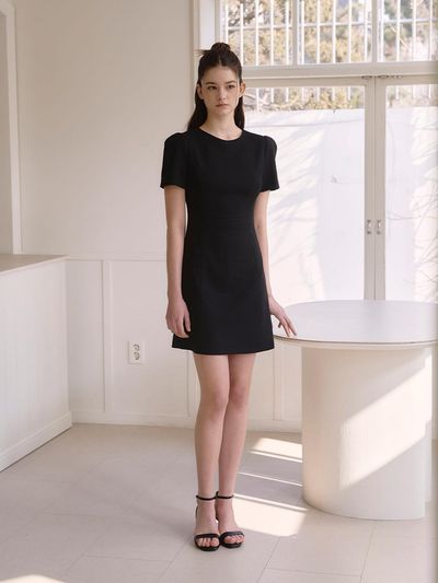 LENINA ELEANOR Round Neck Mini Dress [Black]