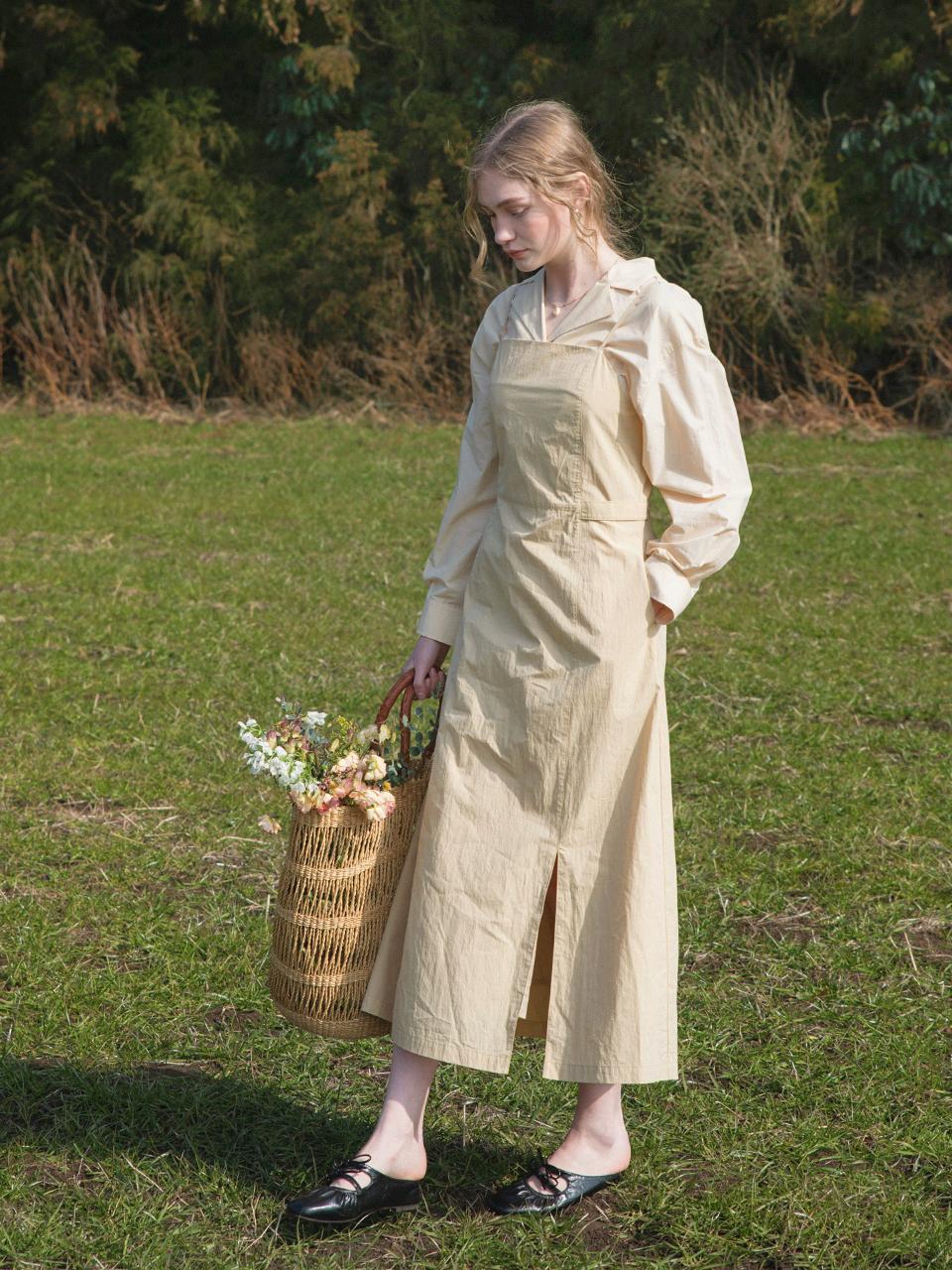 LENINA Layered Sleeveless Adjustable Maxi Dress [Yellow Beige]