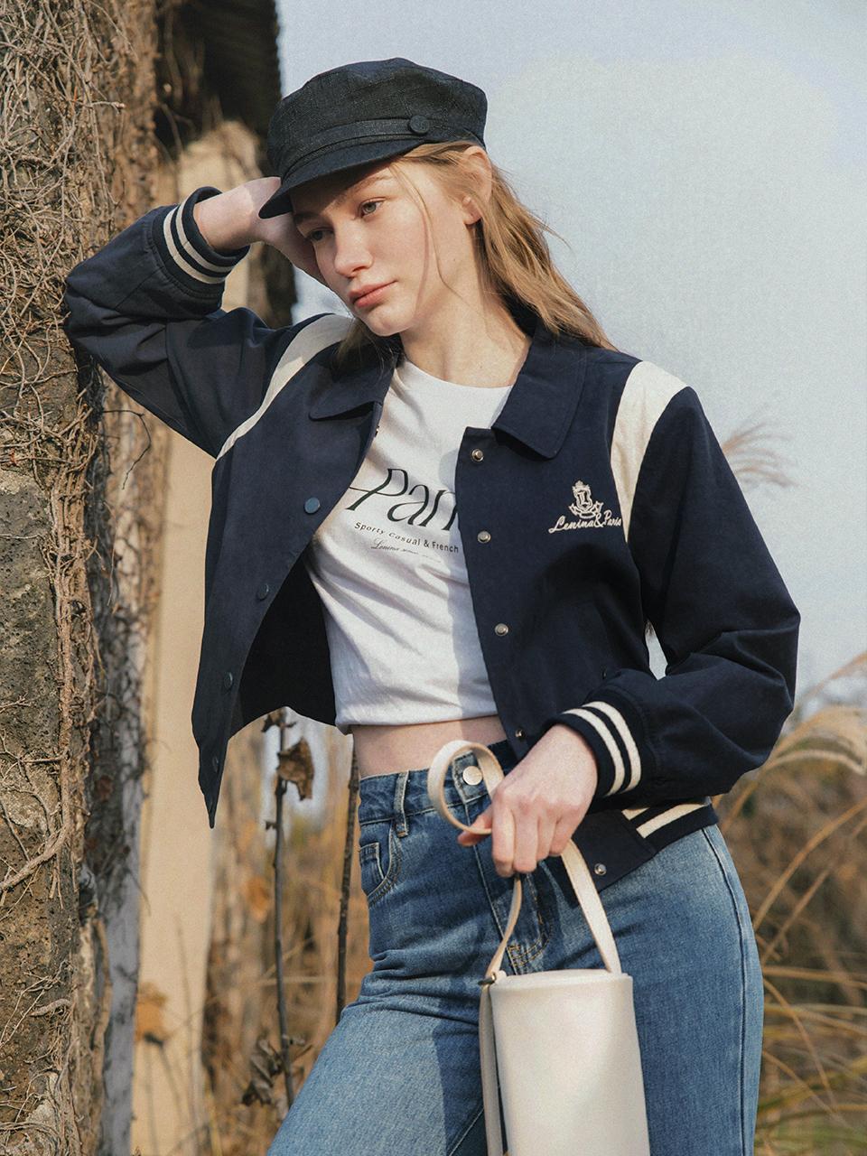 LENINA LOPE cotton bomber blazer [NAVY]
