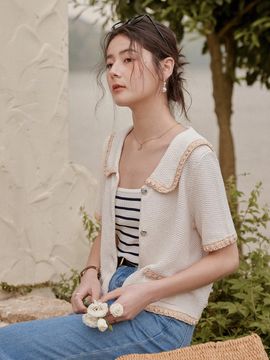 LENINA LUXIE Classic Linen Knit Cardigan [BEIGE]
