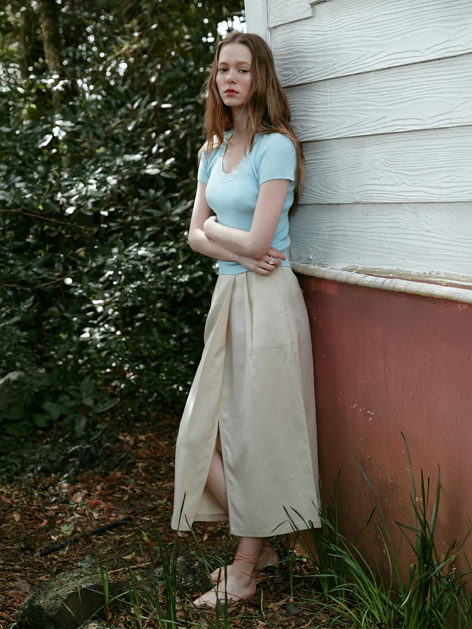LENINA MARS lap skirt [BEIGE]
