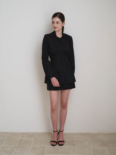 LENINA MELISSA Slim Jacket Skirt Set [Black]