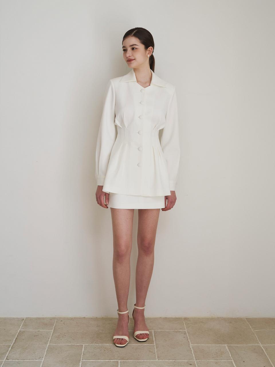 LENINA MELISSA Slim Jacket Skirt Set [White]