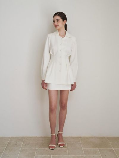 LENINA MELISSA Slim Jacket Skirt Set [White]