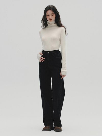 LENINA Napping Pin Wash Semi-Wide Pants [Beige]