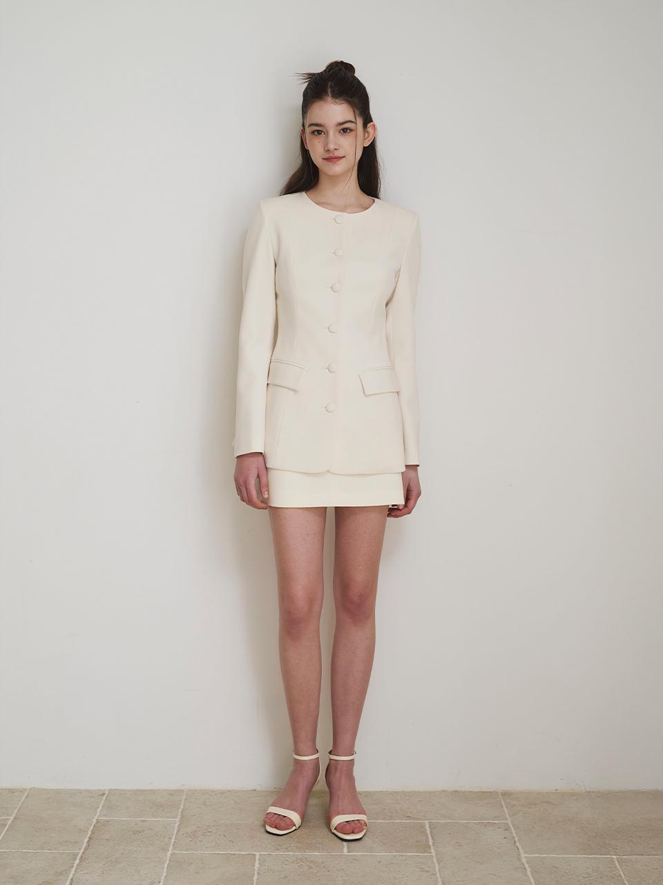LENINA RACHEL Button Jacket Skirt Set [IVORY]