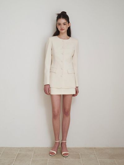 LENINA RACHEL Button Jacket Skirt Set [IVORY]