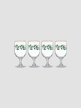 Lenox Holiday Decal Balloon Four-Piece Iced Beverage Glass Set