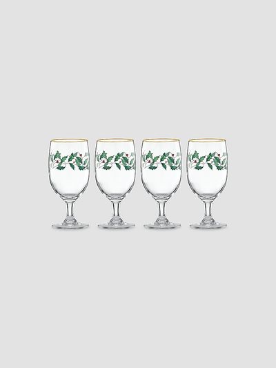 Lenox Holiday Decal Balloon Four-Piece Iced Beverage Glass Set