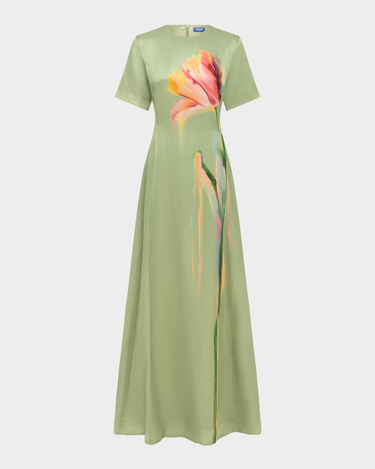 LEO LIN Alice Floral Short-Sleeve Maxi Dress