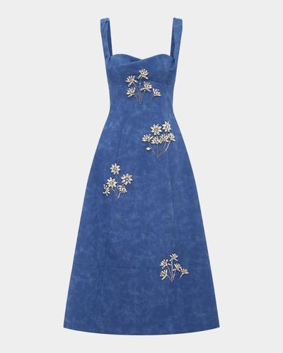 LEO LIN Beatrice Crystal-Embellished Vegan Suede Midi Dress