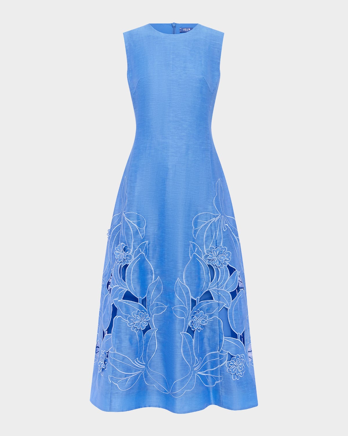LEO LIN Cleo Floral Applique Sleeveless Midi Dress