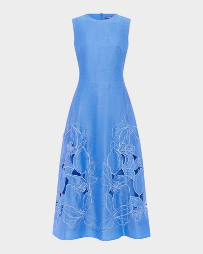 LEO LIN Cleo Floral Applique Sleeveless Midi Dress
