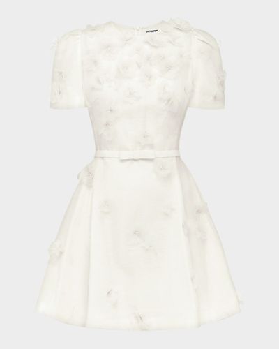 LEO LIN Elyse Petal Embroidered Belted Mini Dress