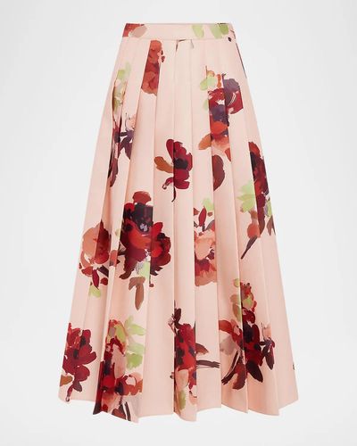 LEO LIN June Pleated Floral Maxi Skirt