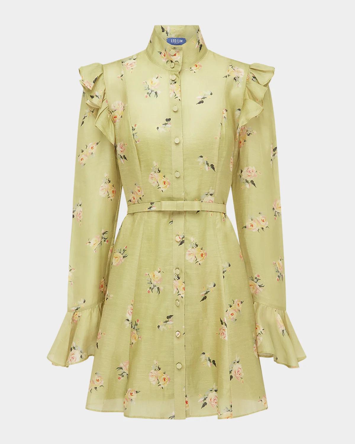LEO LIN Kristy Ruffle-Trim Floral Mini Dress