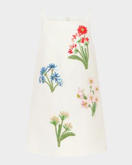 LEO LIN Leia Wildflower Embroidered Silk-Wool Mini Dress