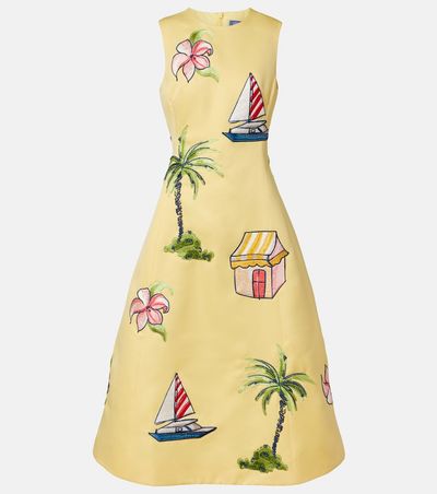 Leo Lin Leo Lin Beaded patch-appliquÃ© midi dress