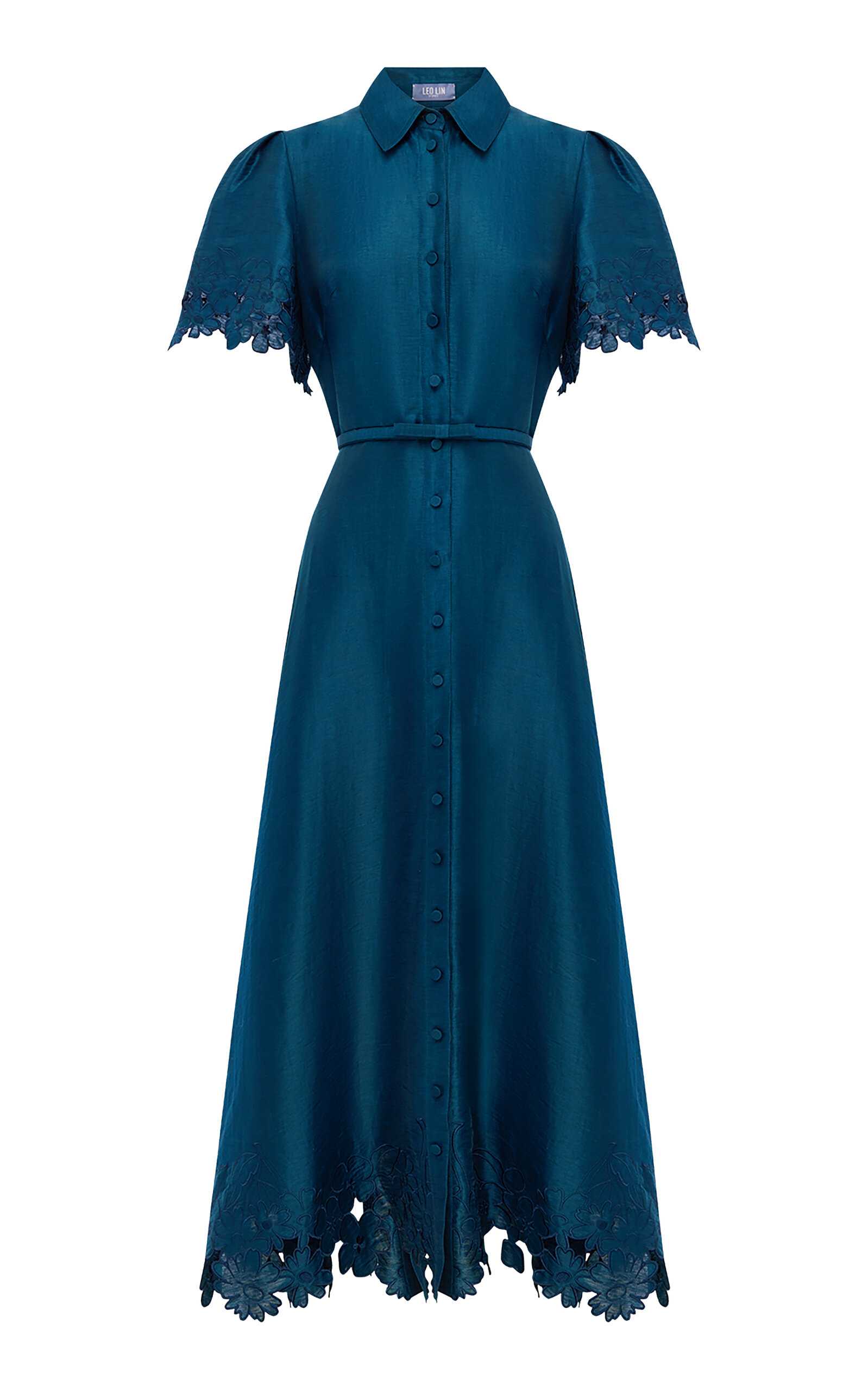 Leo Lin Leo Lin Bianca Applique Short Sleeve Midi Dress Teal