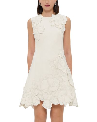 womens linen dress midi Annet Linen Blend Midi Dress-Ivory Painted Dot Spaced main image 1
