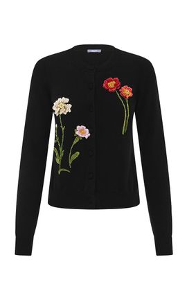 Leo Lin Leo Lin Claire Embellished Knit Cardigan Meadow Mist In Ebony