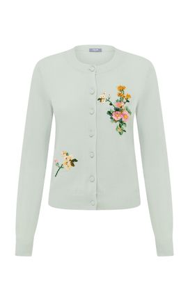 Leo Lin Leo Lin Claire Embellished Knit Cardigan Posy Print In Mint