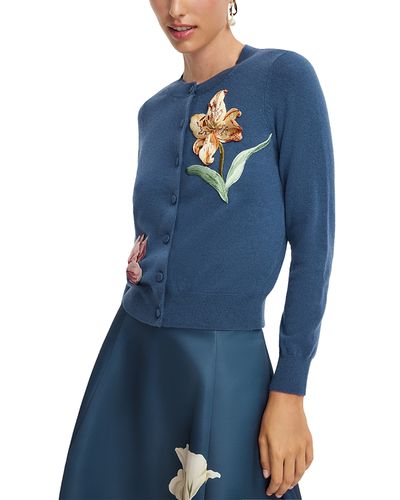 Leo Lin Leo Lin Claire Embroidered Wool Cashmere Cardigan