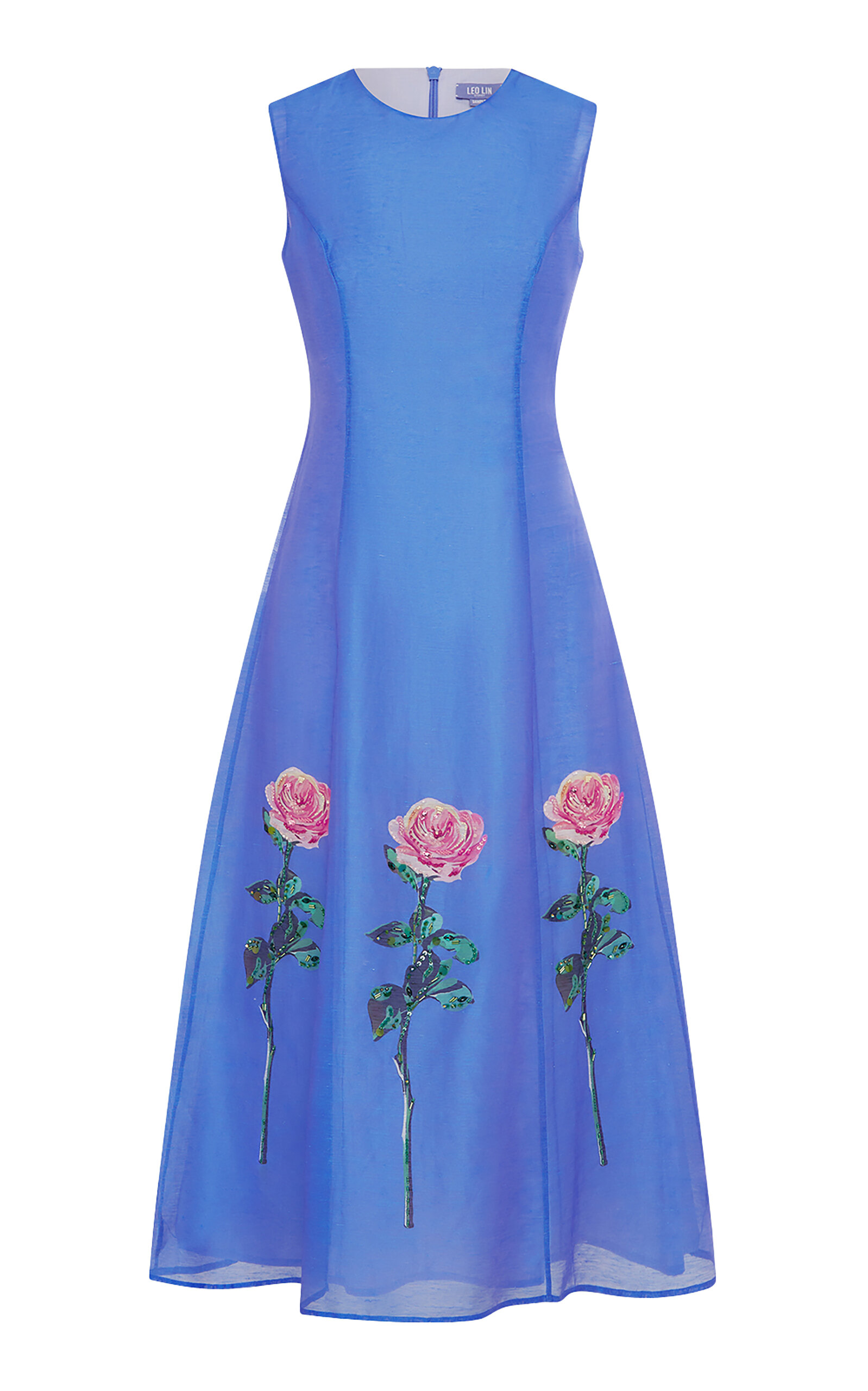 Leo Lin Leo Lin Cleo Embellished LinenSIlk Midi Dress