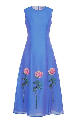 Leo Lin Leo Lin Cleo Embellished LinenSIlk Midi Dress