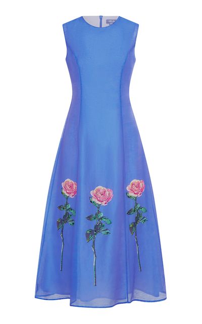 Leo Lin Leo Lin Cleo Embellished LinenSIlk Midi Dress