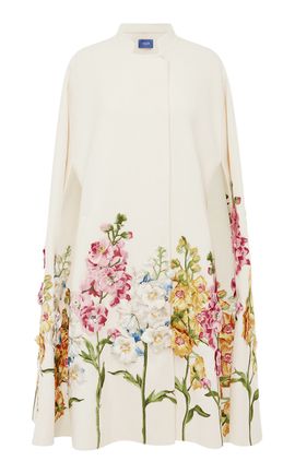 Leo Lin Leo Lin Clover Embroidered Wool Cape Jacket