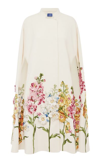 Leo Lin Leo Lin Clover Embroidered Wool Cape Jacket
