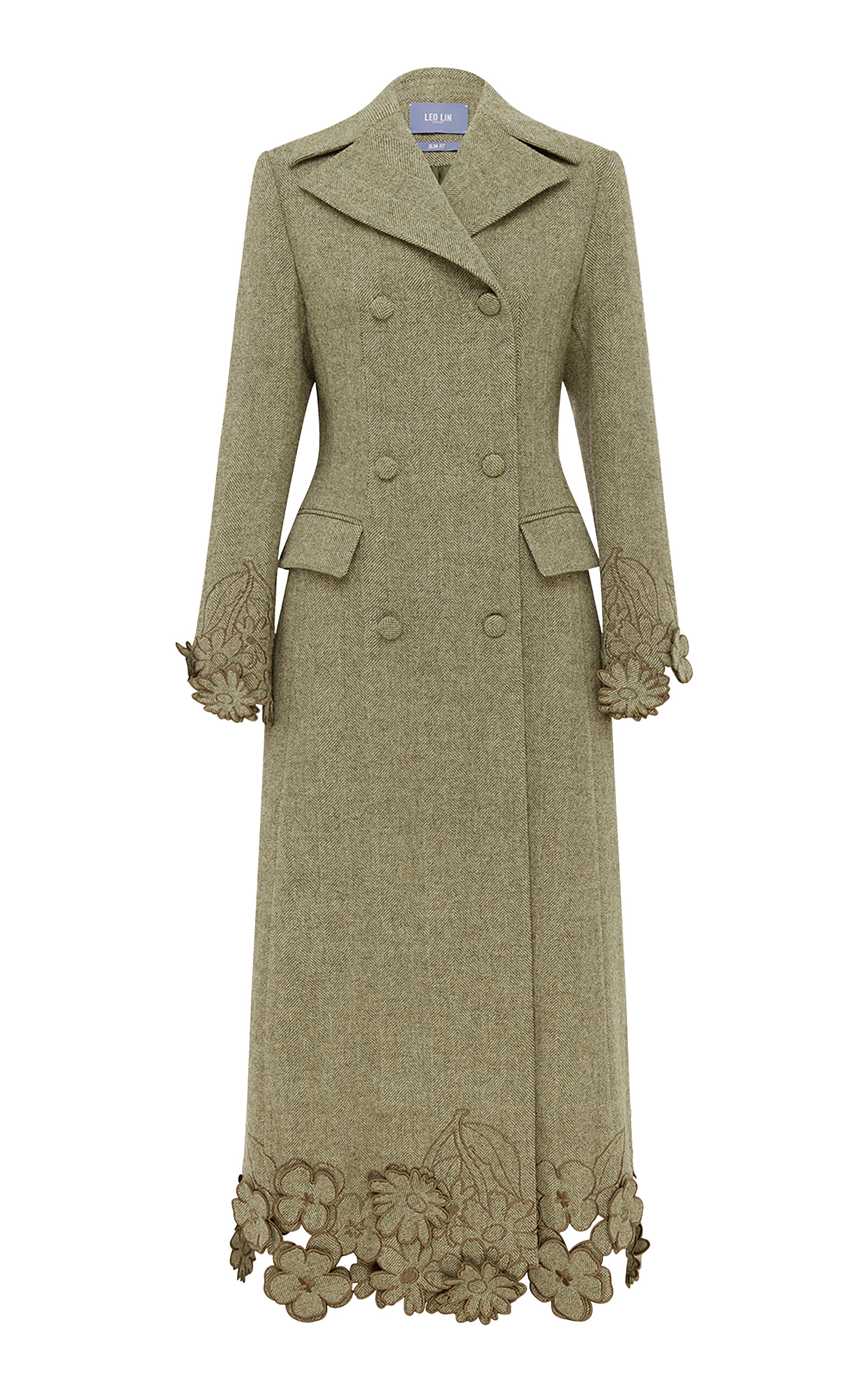 Leo Lin Leo Lin Elara Applique Wool Coat Olive
