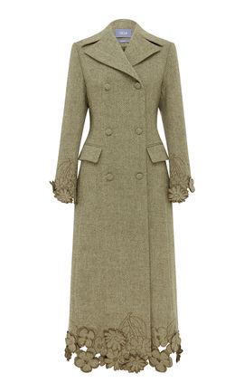 Leo Lin Leo Lin Elara Applique Wool Coat Olive