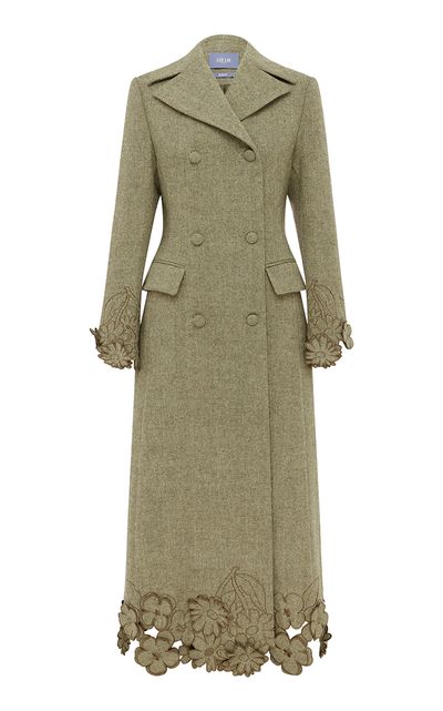 Leo Lin Leo Lin Elara Applique Wool Coat Olive