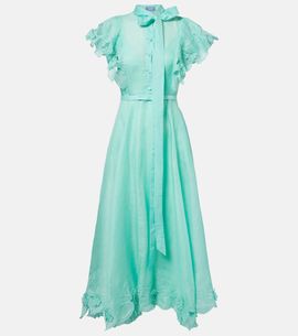Leo Lin Leo Lin Elsie tie-neck linen and silk maxi dress