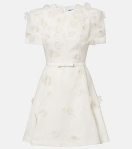 Leo Lin Leo Lin Elyse floral-appliquÃ© linen and silk minidress