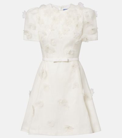 Leo Lin Leo Lin Elyse floral-appliquÃ© linen and silk minidress