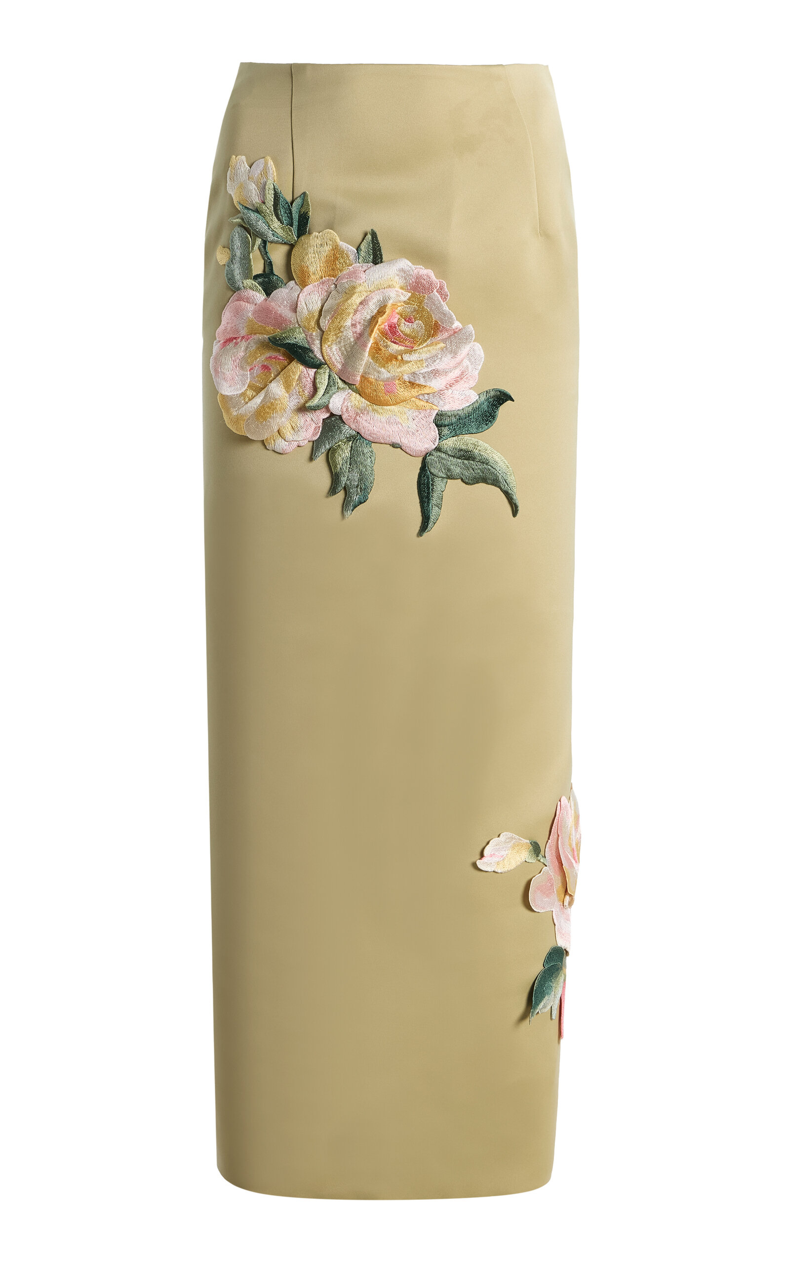 Leo Lin Leo Lin Exclusive Embroidered Satin Midi Skirt