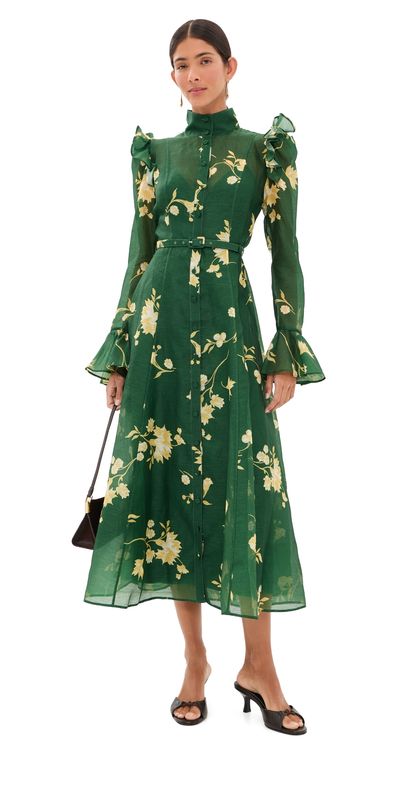 Leo Lin Leo Lin Katrina Butterfly Sleeve Midi Dress Forest Print