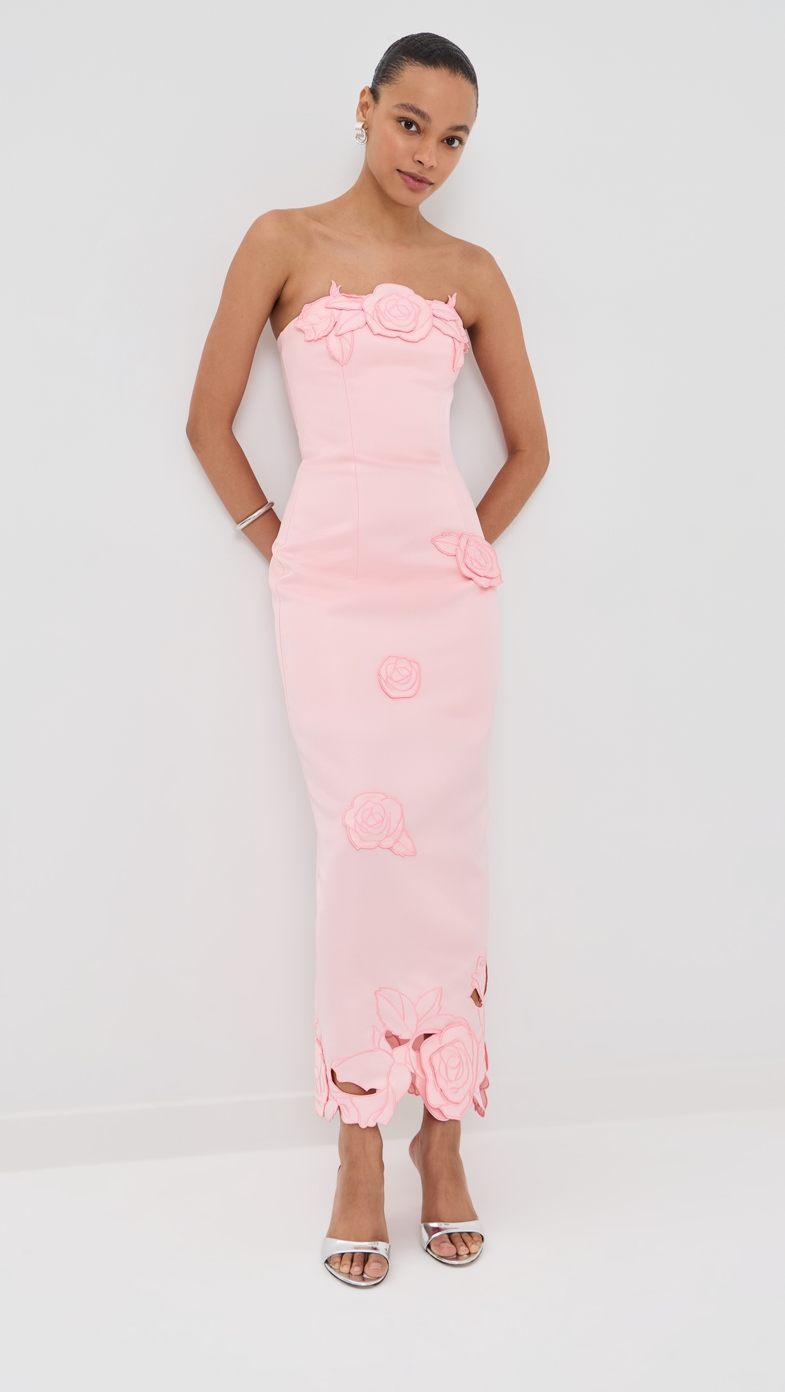strapless open back dress Rayna Appliqué Bustier Maxi Dress main image 1