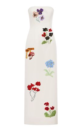 Leo Lin Leo Lin Rayna Embroidered Satin Maxi Dress