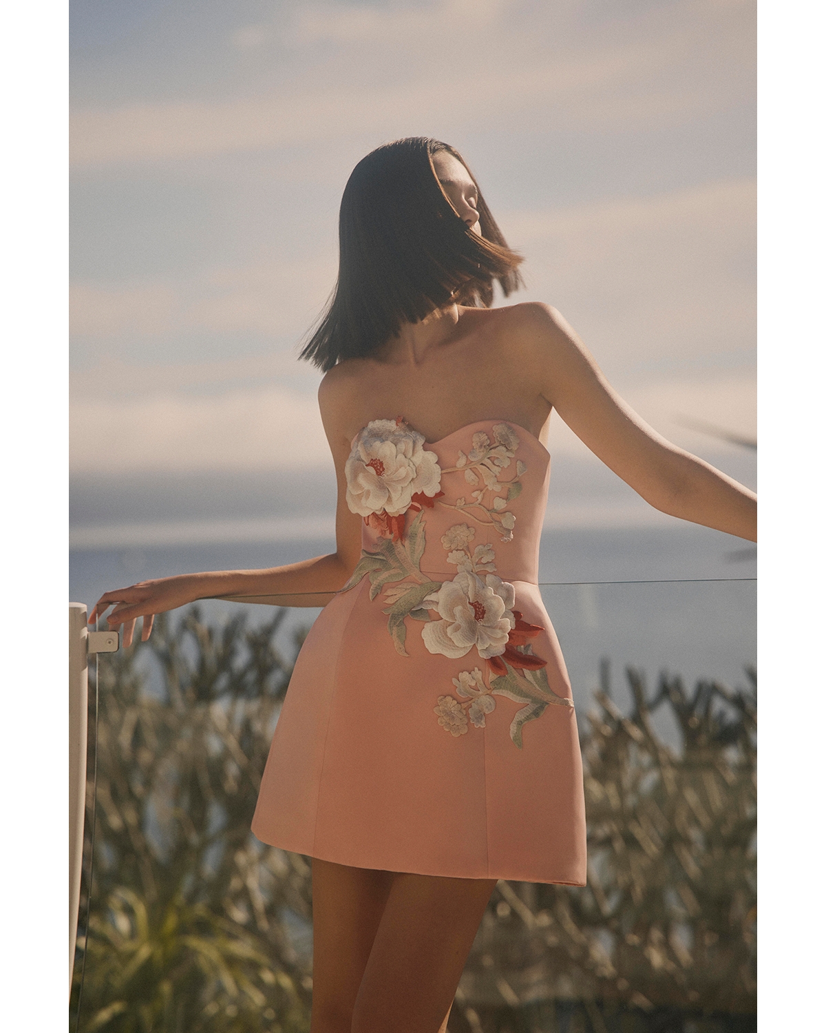 chinese dress ladies Rosario Appliqué Floral Bustier Mini Dress