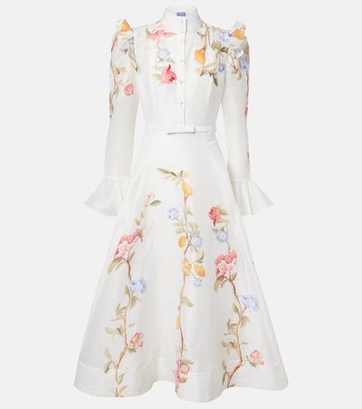 Leo Lin Leo Lin Selina floral ruffled linen-blend midi dress