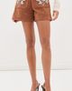 Leo Lin Leo Lin Tessa Embellished Vegan Suede Shorts Chestnut - 3