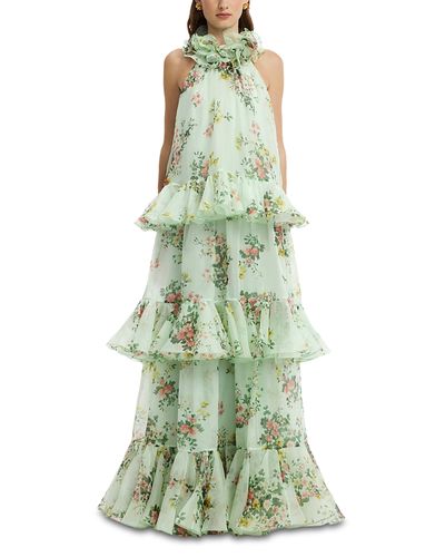 Leo Lin Leo Lin Thalia Printed Silk Tiered Maxi Dress